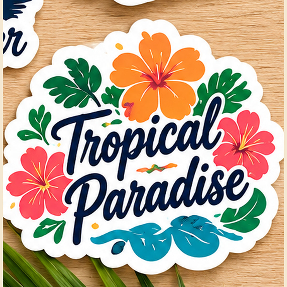 Tropical Paradise floral beach vinyl sticker