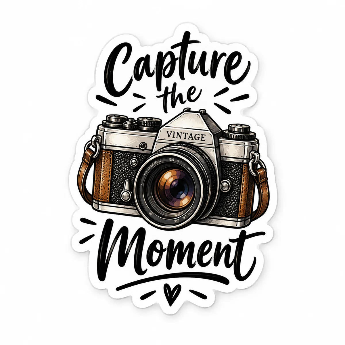 Vintage camera Capture the Moment die-cut vinyl sticker